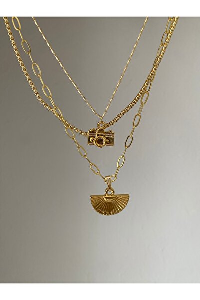 Fiamoss Fotoğraf Makinesi Ve Yelpaze Detaylı Charm Kolye