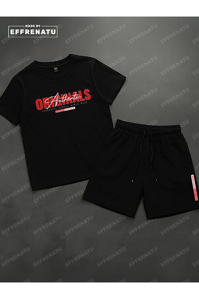 EFFRENATU Trendy Clothing Set of T-Shirts and Shorts with Print in Different Colors and Large Sizes