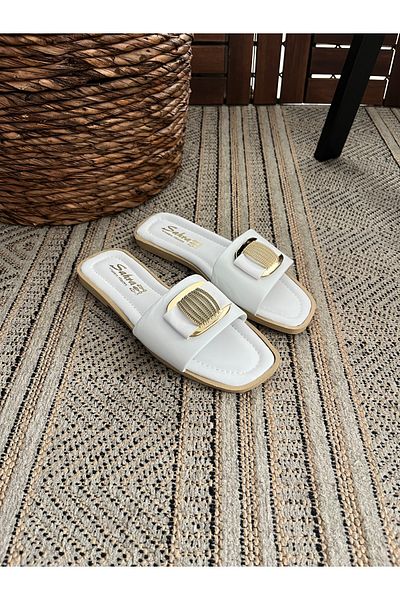 Behtah Kundura Women's Summer Buckle Detailed Women's Slippers Sandals Comfortable Light Sole