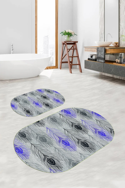 Viyana Home Ψηφιακό αντιολισθητικό πατάκι μπάνιου με λουλουδάτο οβάλ σχέδιο, ...