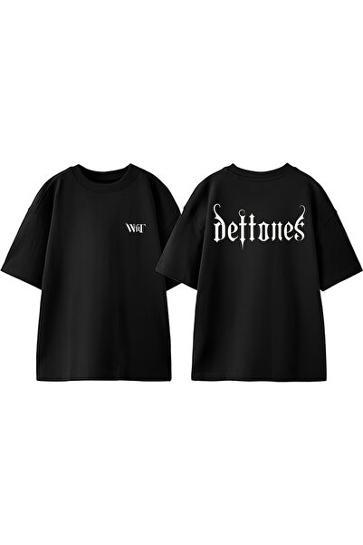 THEWERT Tricou oversize negru din bumbac cu imprimeu pe spate Bateri Drum Müz...