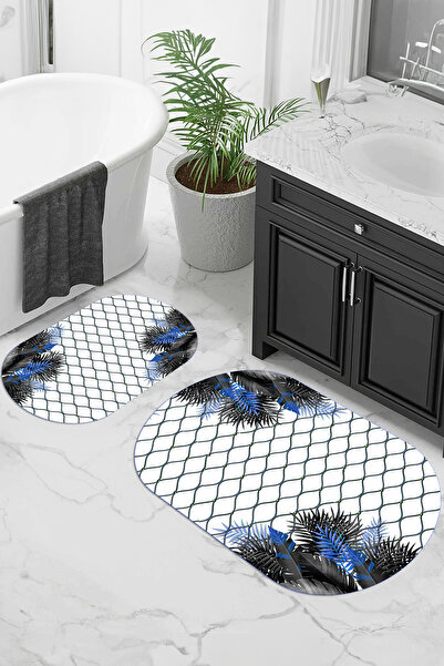 Viyana Home Covoraș de baie oval cu model de flori, lavabil, cu bază digitală...