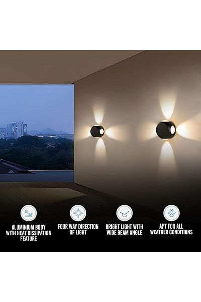 SUNPA 12w Ip65 Waterproof Wall Lamp 4 Way Led Light For Wall Up Down Left Right Wall Wall Pack Of 4