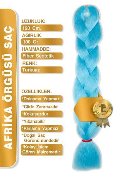 TAM TARZ Fiber Synthetic Hair for African Braid Rasta and Box Braid - Turquoise