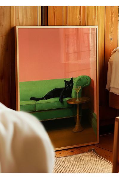 ARTHOUSECOLLECTIVE Poster Pisica – Martini Pleasure - Poster Ilustrație Cocktail Pisica - Poster fără cadru