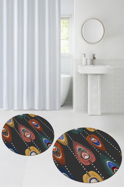 Viyana Home Covoraș de baie rotund, lavabil, cu bază digitală anti-alunecare,...