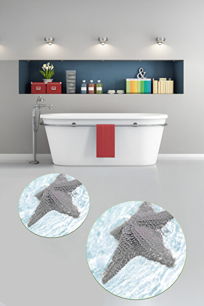 Viyana Home Covoraș de baie rotund, lavabil, cu bază anti-alunecare imprimată...