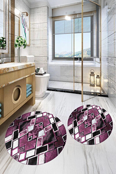 Viyana Home Σετ 2 τεμαχίων με στάμπα, αντιολισθητική βάση, πλενόμενη στρογγυλ...