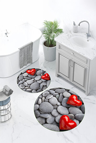 Viyana Home Covoraș de baie rotund, lavabil, cu bază anti-alunecare imprimată...