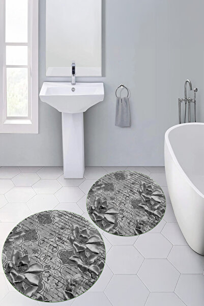 Viyana Home Covoraș de baie rotund, lavabil, cu bază digitală anti-alunecare,...