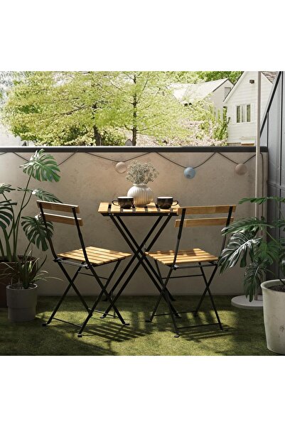 Glow Goods Garden Furniture Set Made of Acacia Wood, Foldable Table with 2 Chairs by DDEshop