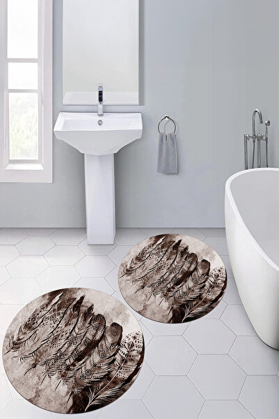 Viyana Home Covoraș de baie rotund, lavabil, cu bază digitală anti-alunecare,...