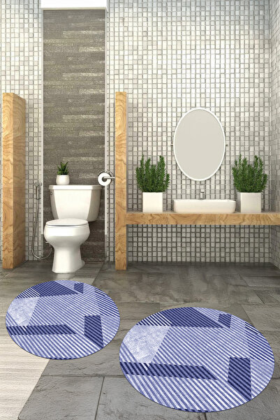 Viyana Home Covoraș de baie rotund, lavabil, cu bază anti-alunecare imprimată...