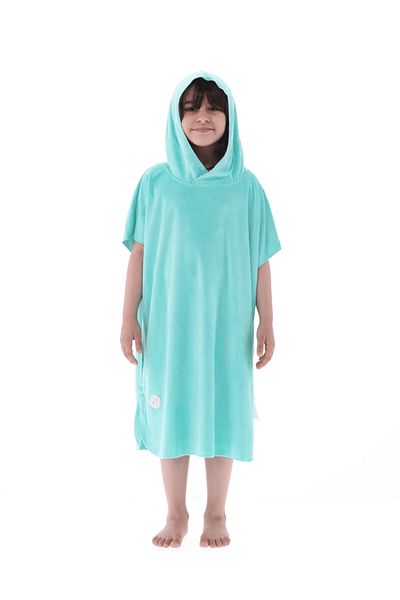 RJ Sky blue baby bathrobe made of soft, wift fabric and a highly absorbent, quick-drying hood.
