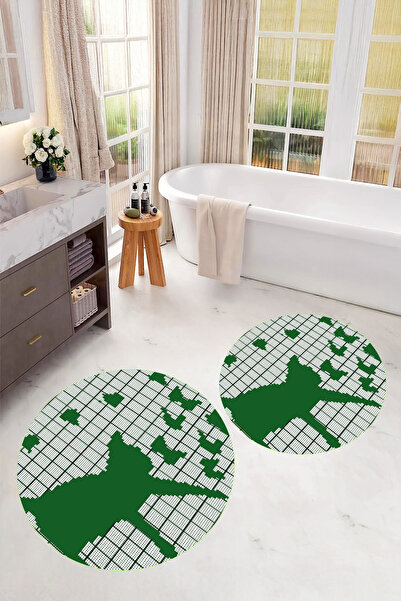 Viyana Home Στρογγυλό χαλάκι μπάνιου με εμπριμέ αντιολισθητική βάση που πλένε...