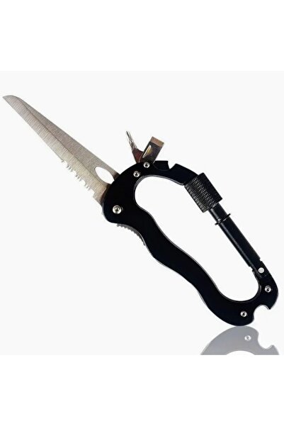 OEM 5 in 1 Multifunctional Carabiner, for Camping, Hiking, Fishing, Aluminum, Stainless Steel Blade,