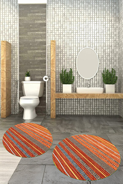 Viyana Home Covoraș de baie rotund, lavabil, cu bază anti-alunecare imprimată...