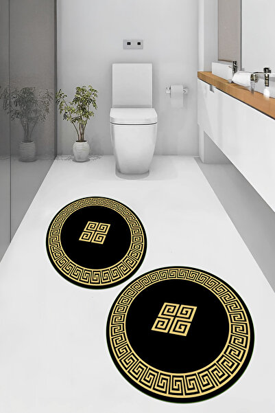 Viyana Home Covoraș de baie rotund, lavabil, cu bază anti-alunecare imprimată...