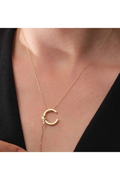 NEW'ORO JEWELRY 14 Ayar 'C' Harfli Altın Kolye