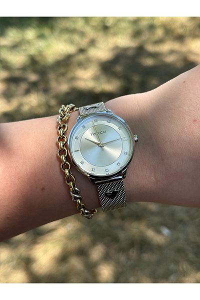 Ferrucci Silver Color Stylish Steel Butterfly and Heart Motifed Waterproof Women's Watch with Wicket Cord