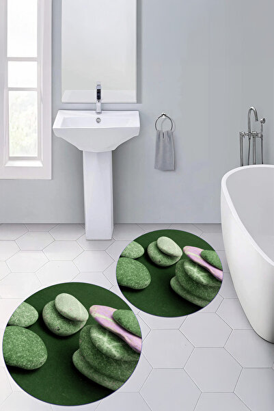 Viyana Home Ψηφιακή εκτύπωση 3D πλενόμενη στρογγυλή πατάκι μπάνιου Σετ τουαλέ...