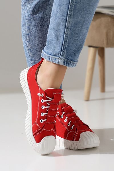 Encool Pantofi roșii pentru femei, pantofi casual, cu talpă înaltă, cu opțiuni de lenjerie și culoare