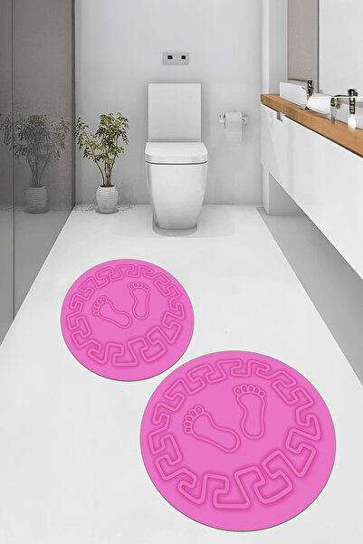 Viyana Home Αντιολισθητική βάση που πλένεται με μοτίβο ποδιών Στρογγυλό χαλάκ...