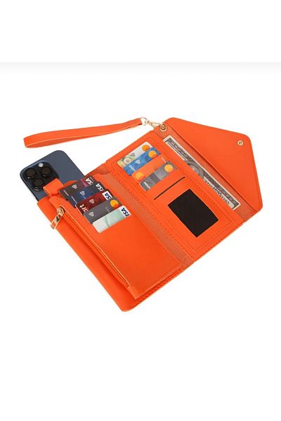 İthal Wallet with Phone and Cash Coin Compartment Wrist Hand Strap, Purse