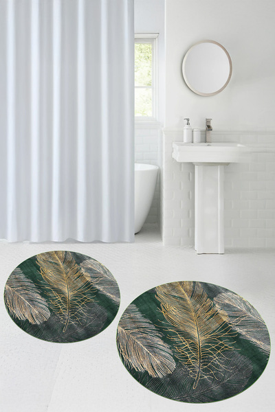 Viyana Home Covoraș de baie rotund, lavabil, cu bază anti-alunecare imprimată...