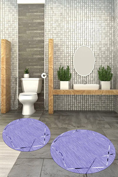 Viyana Home Covoraș de baie rotund, lavabil, cu bază anti-alunecare imprimată...