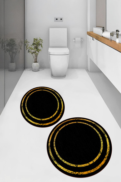 Viyana Home سجادة حمام مستديرة مطبوعة ومضادة للانزلاق وقابلة للغسل مع إطار، م...