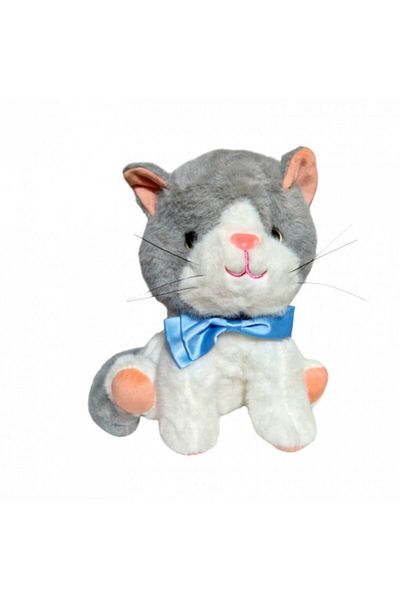 OEM Plush Toy Meowing Cat, 20 cm, Gray