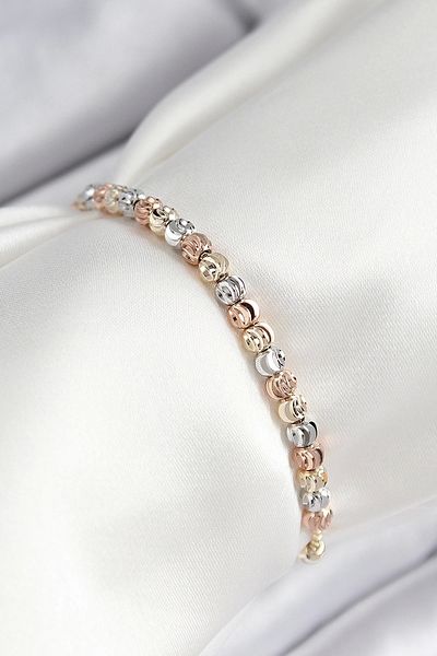 Clariss Brass Row Bead Model Gold Silver Rose Color Elevator Women's Bracelet