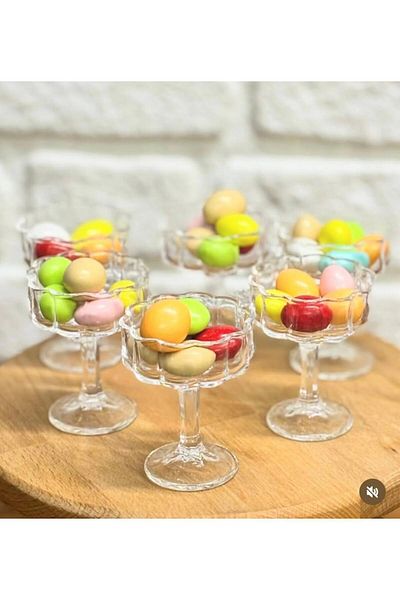 hinezahome Glass Footed Presentation Plate 6 Pieces