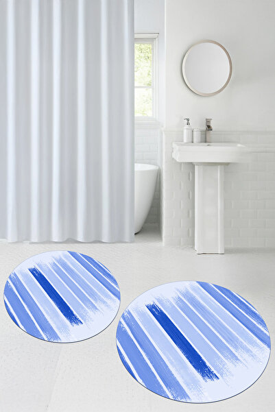 Viyana Home سجادة حمام مستديرة قابلة للغسل ومضادة للانزلاق مع قاعدة مطبوعة، م...