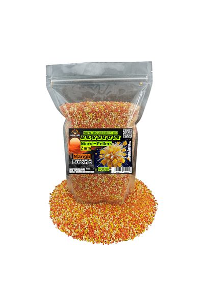 Aqua Micropeleti AquaCarp Elysium 2mm Mango & Butyric 600gr 🔥 Ofertă Specială: 3+1 GRATIS 🔥