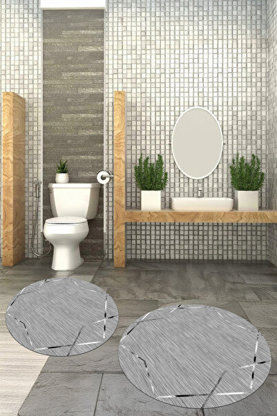 Viyana Home Covoraș de baie rotund, lavabil, cu bază anti-alunecare imprimată...