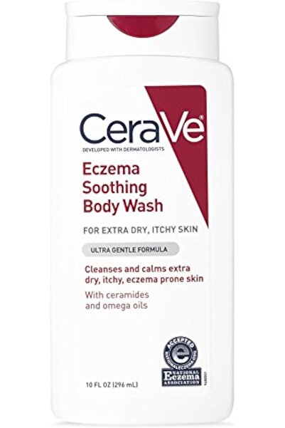 CeraVe غسول الجسم المهدئ، 10 أونصة، جل استحمام لتخفيف جفاف البشرة وعلاج الأكز...
