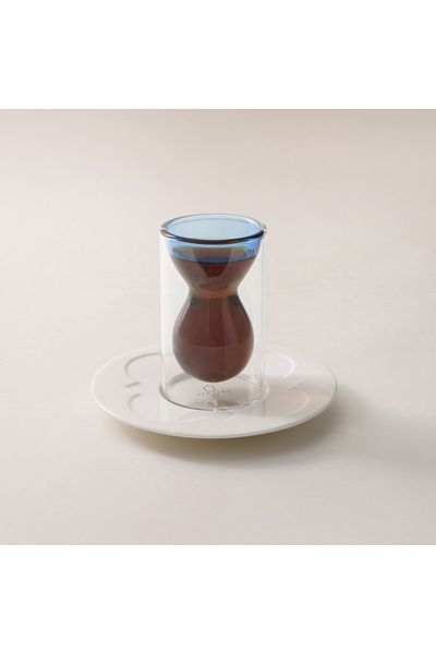 Dallaty glass tea&cofee set 18pcs Yaqut collection, blue
