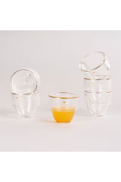 Dallaty white glass Saudi coffee cups set 6 pcs