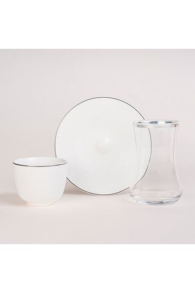 Dallaty white glass and porcelain Tea and coffee cups set 28 pcs