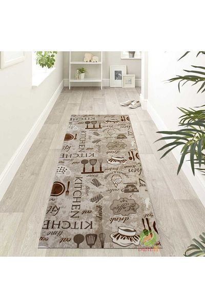 Dualhome Kitchen Rug Runner, Brown, Meter B - 60 Cm, 300 Cm