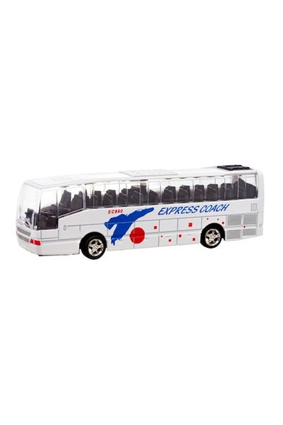OEM Masina metalica, autobuz express coach cu sunete si lumini, pull back, 1:70, alb