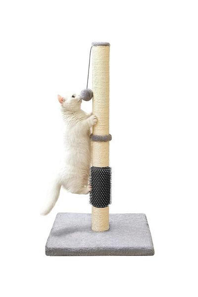 TRADE BAY Cat Scratching Post with Massage brush (32 inches/80cm Tall, Grey)