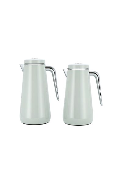 Dallaty set of 2 steel vacuum flask grey/chrome 1.0L and 1..3L