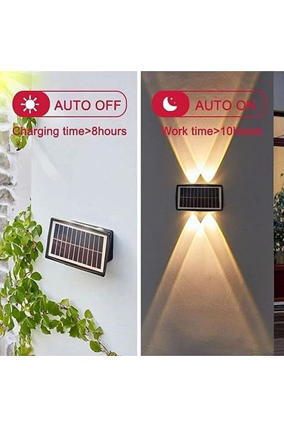 SUNPA 2 Pack Upgraded Solar Updown Wall Lights, Led Solar Wall Sconce,Waterproof Deck Fence Lighting 4 LED