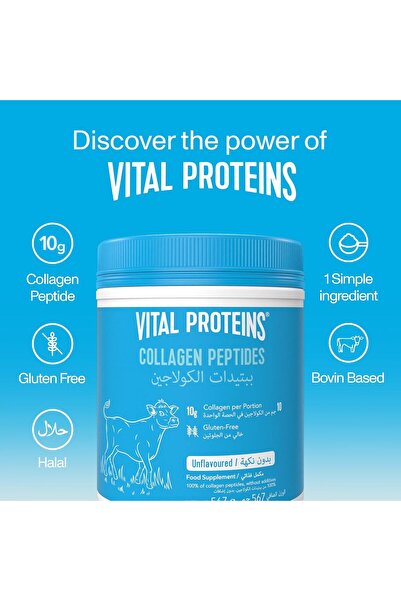Vital Proteins Collagen Peptides, 567 g, Unflavoured Bovine-Sourced Food Supplement Powder