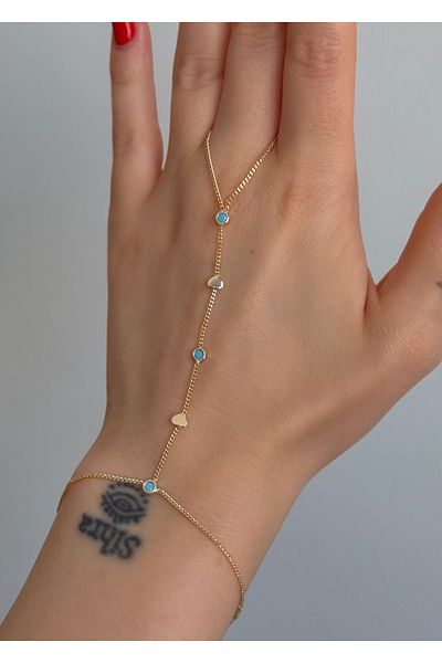 Home Sihra Accessories Mini Heart with Turquoise Stone Shahmeran Gold Color