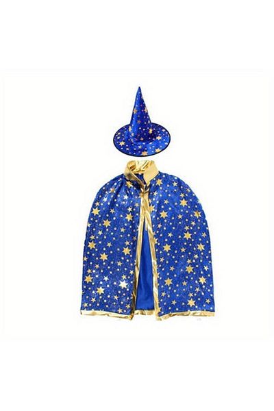 OEM Costum de Halloween, pelerină și pălărie, 3-7 ani, albastru
