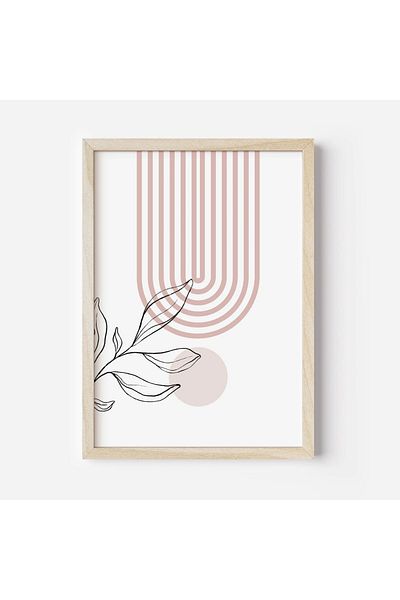 NT Handmade Σετ ζωγραφικής με αφηρημένο μοτίβο φύλλων 3 τεμαχίων με φυσικό ξύλινο πλαίσιο UV – Μοντέρνα και κομψή διακόσμηση τοίχου